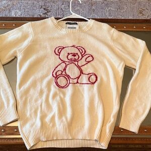 Brandy Melville Cream Sweater with Red Bear Design